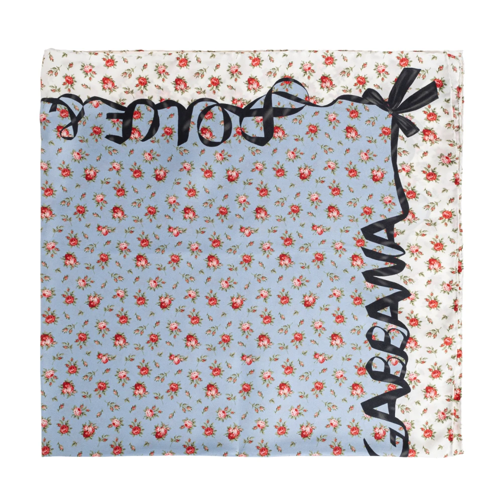Dolce & Gabbana Mujer Azul - Pañuelo De Seda Con Motivo Floral - Accessories - One Size