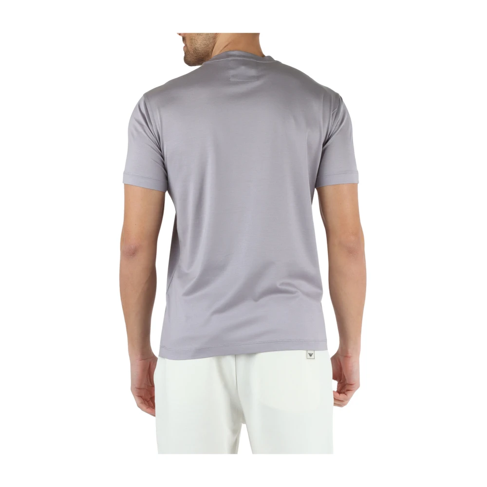 Emporio Armani Logo Print Essential Katoen en Lyocell T-shirt Gray Heren