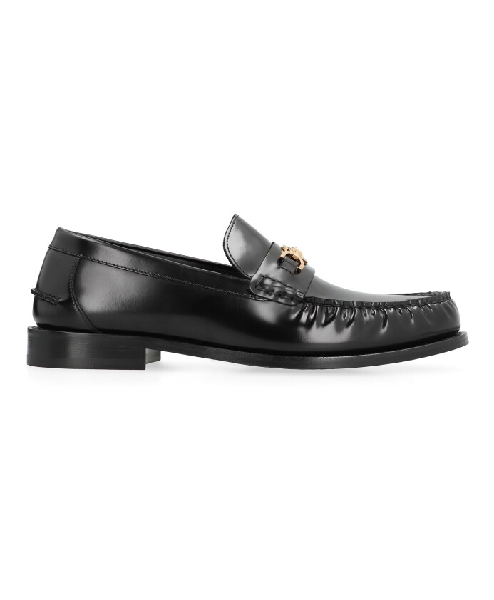 gold-tone-metal-leather-loafers