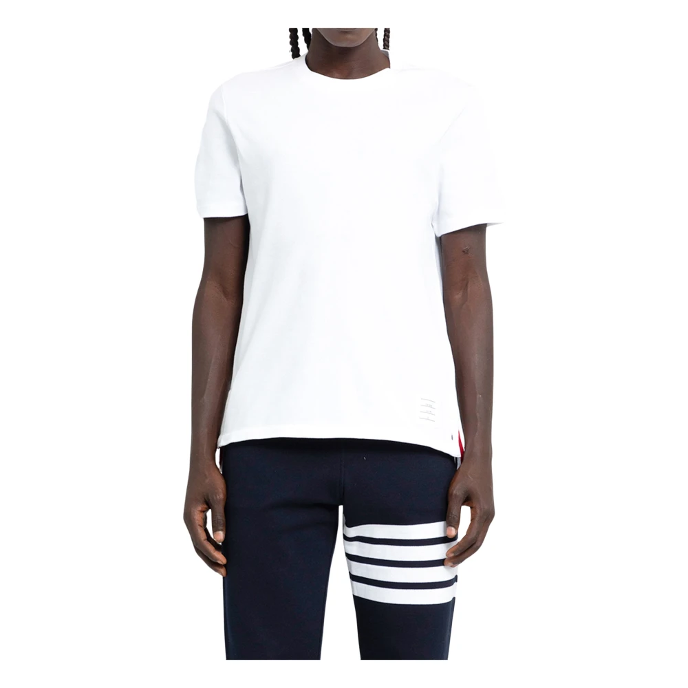 Thom Browne Avslappnad passform med center-bakre randig T-shirt White, Herr