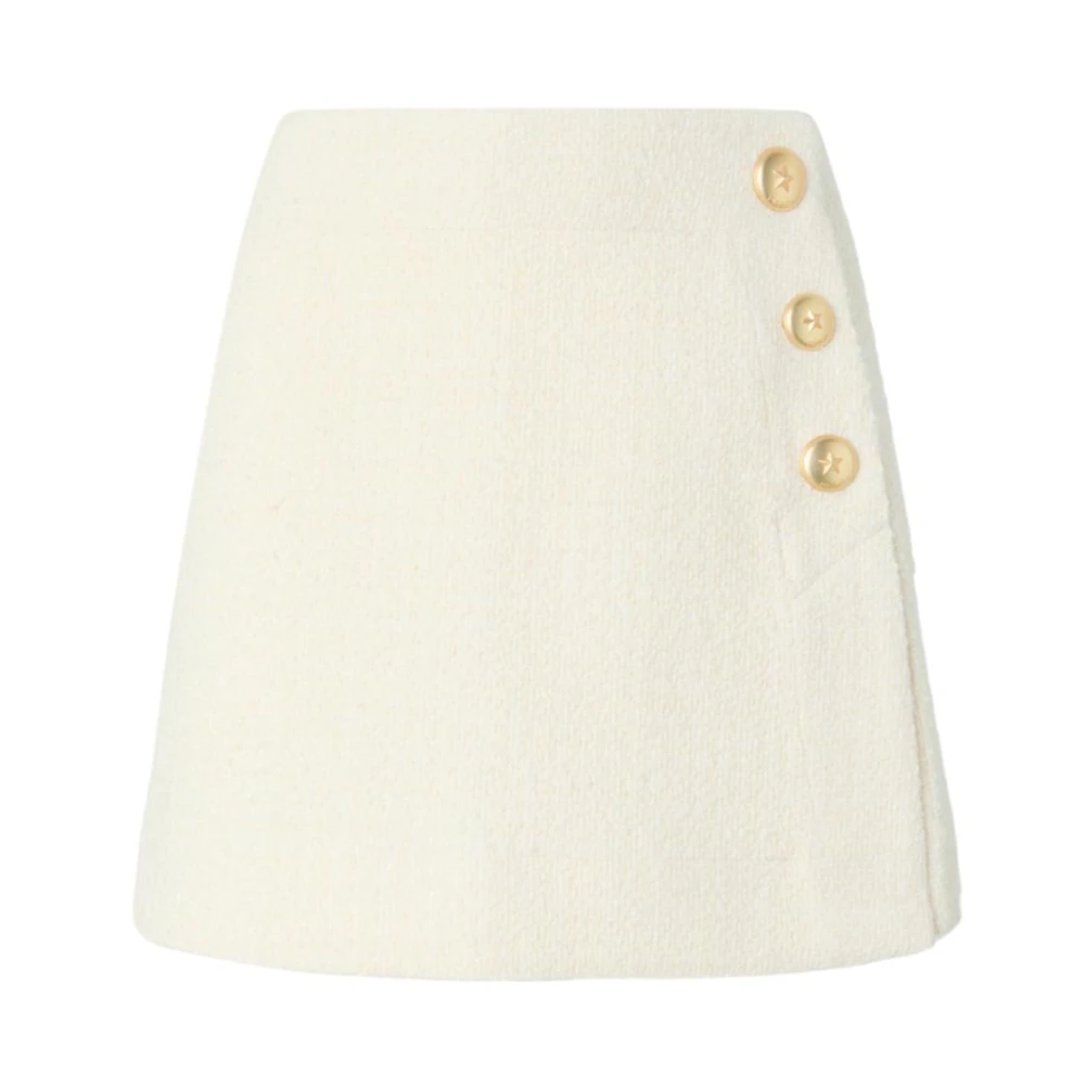 Pinko Women's White Wrap Miniskirt In Bouclé Cotton And Wool
