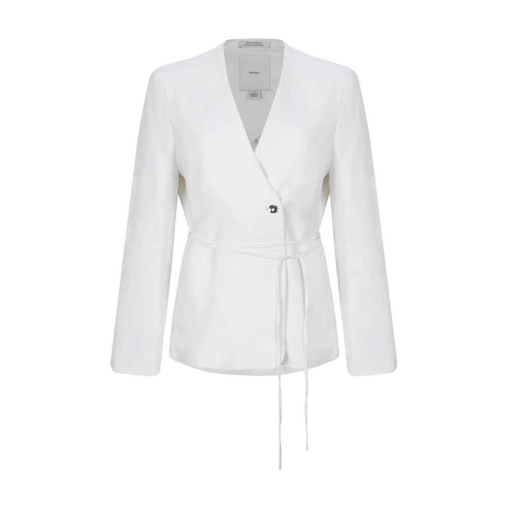 Calvin Klein Women's White Blazers, Xs, Wrap-Style Tailored Blazer