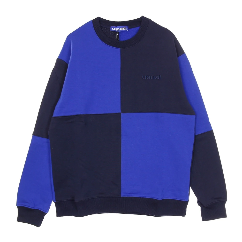 Usual Blauw zwart lichtgewicht crewneck sweatshirt Blue Heren