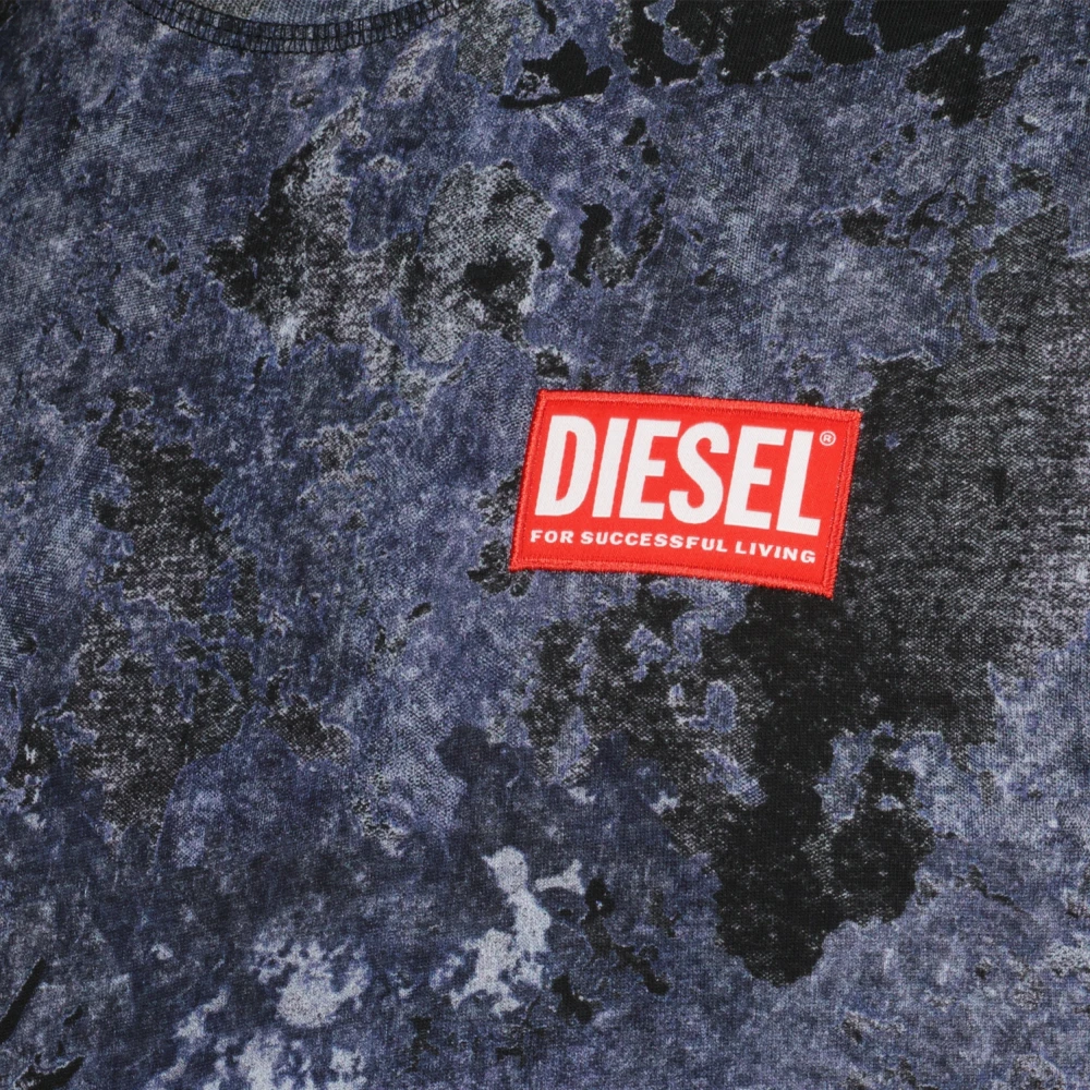 Diesel Blauw Marmer Print Oversized T-shirt Blue Heren