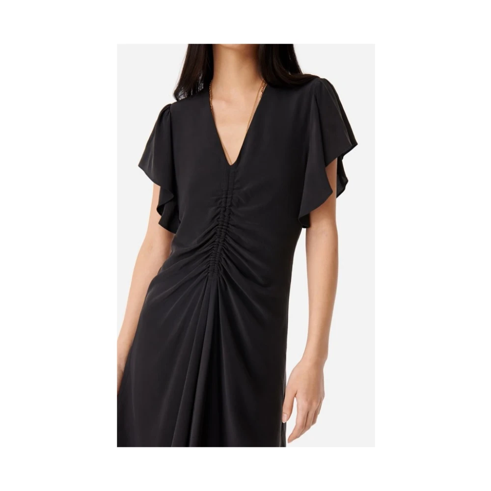 Vanessa Bruno Elegante Zwarte Zijden Jurk Lente Zomer 2023 Black Dames