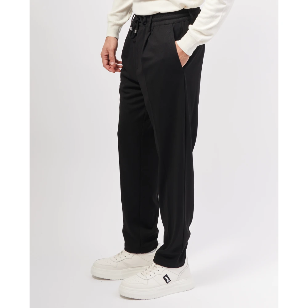 Richmond Zwarte broek met rechte pijpen en elastische taille Black Heren