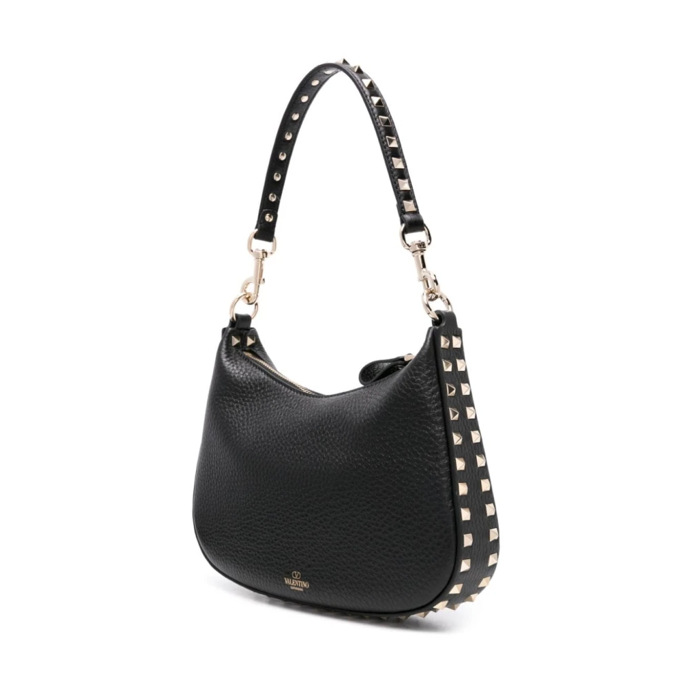 Valentino Garavani Zwarte Korrelige Leren Rockstud Tas Black Dames