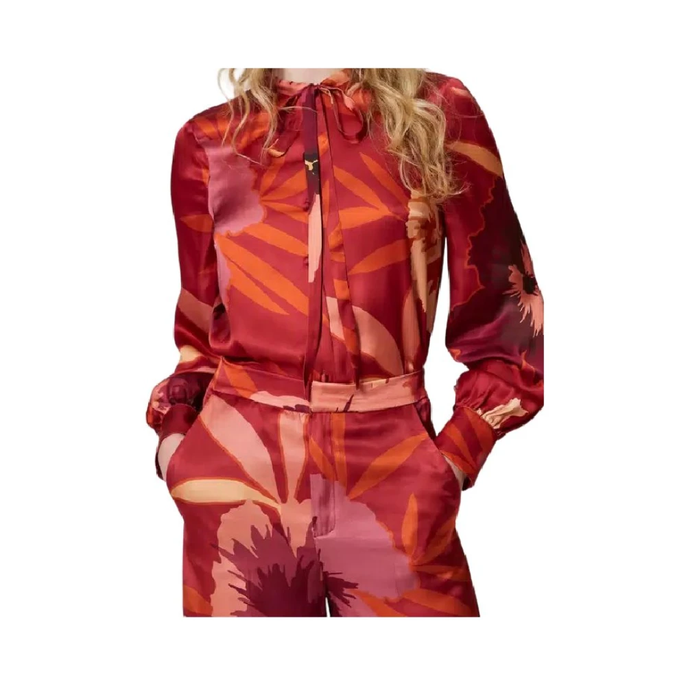 Twinset Bloemen satijnen overhemd Multicolor Dames