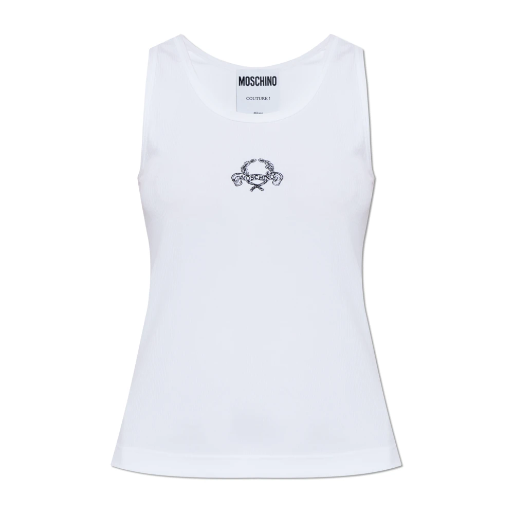 Moschino Geribbelde top White Dames