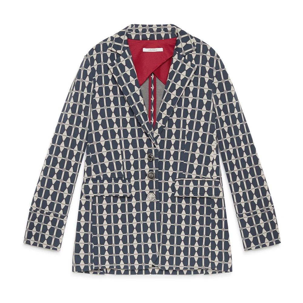 Maliparmi Women's Gray Blazers, S, Geometric Jacquard Jacket