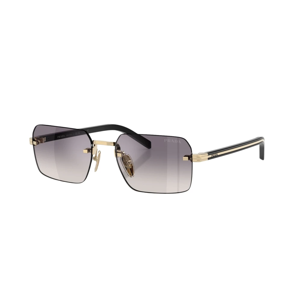 Prada Gold/Blue Pr D55s Zvn60w Man Sunglasses Metal Squared Mirror - Image 2