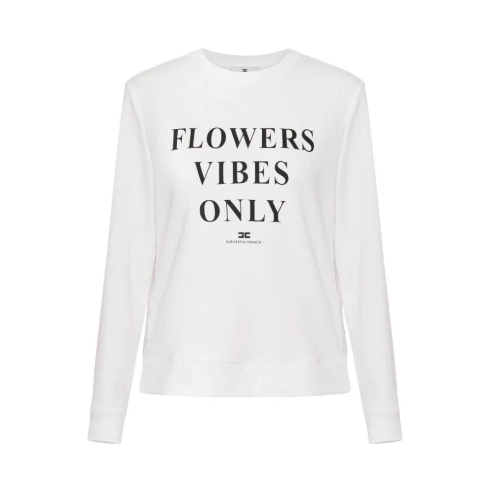 Elisabetta Franchi Bedrukte Sweater Ivoor Beige Dames