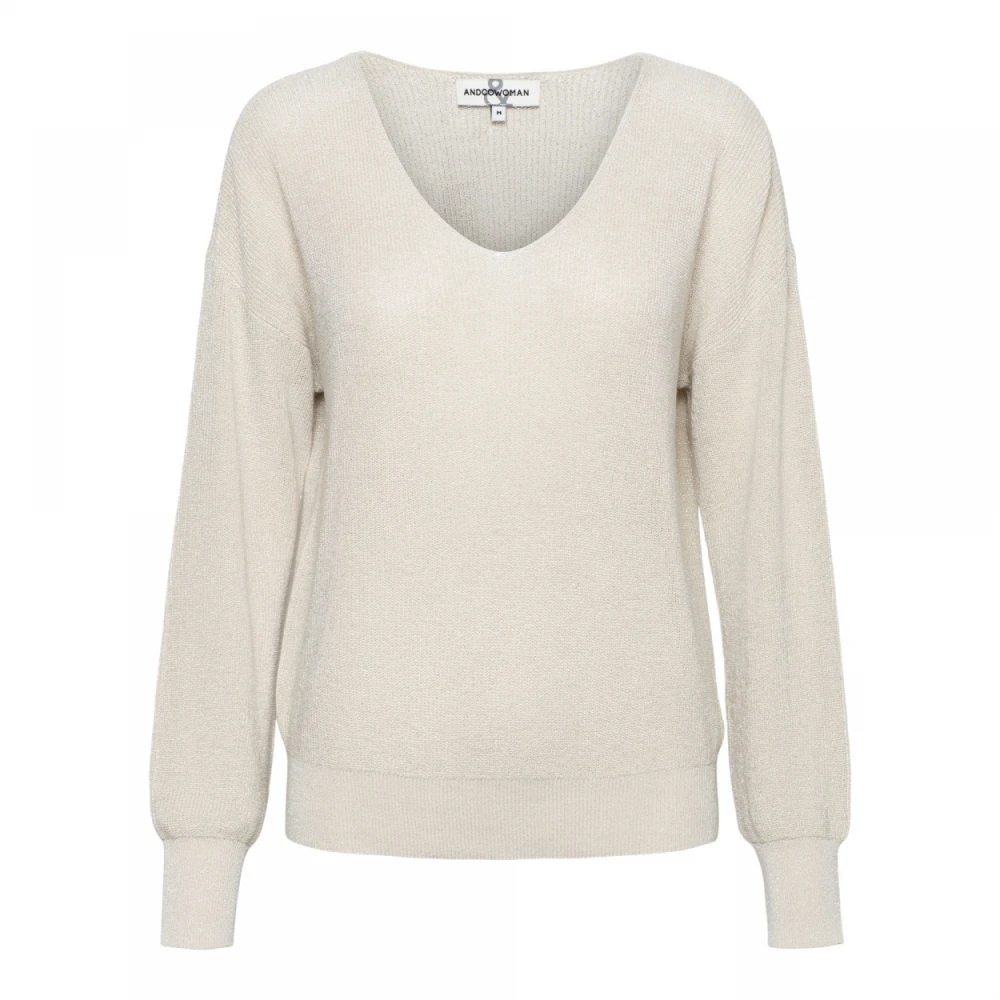 &Co Woman Lurex Gebreide Trui Beige Dames