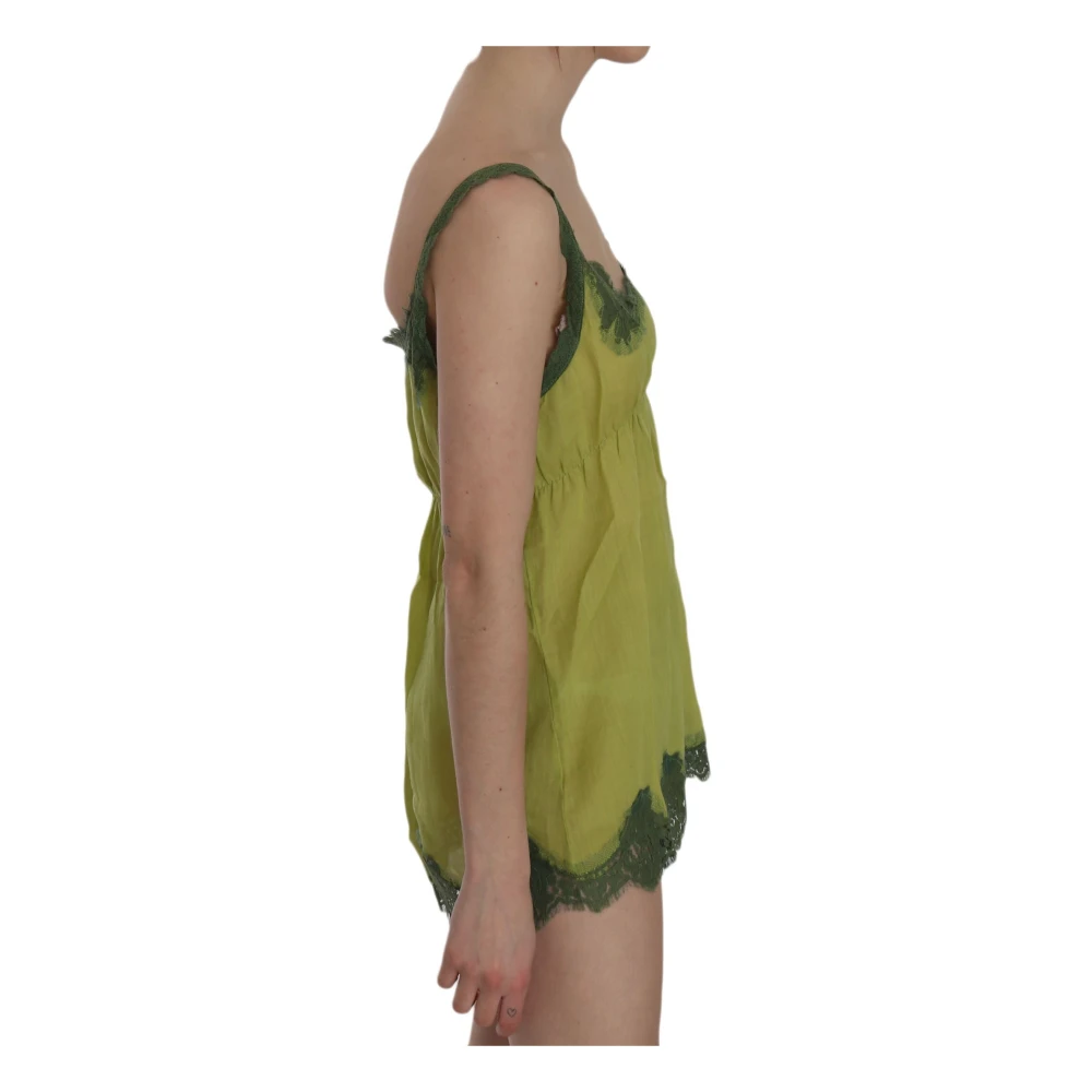 Pink Memories Groene Kant Tank Top Green Dames