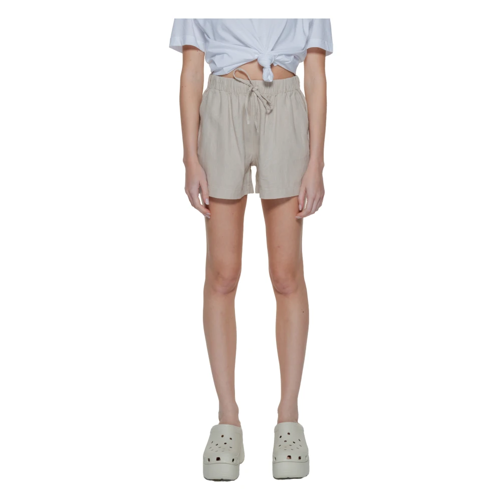 Only Linnen Pull-Up Shorts Lente Zomer Collectie Beige Dames