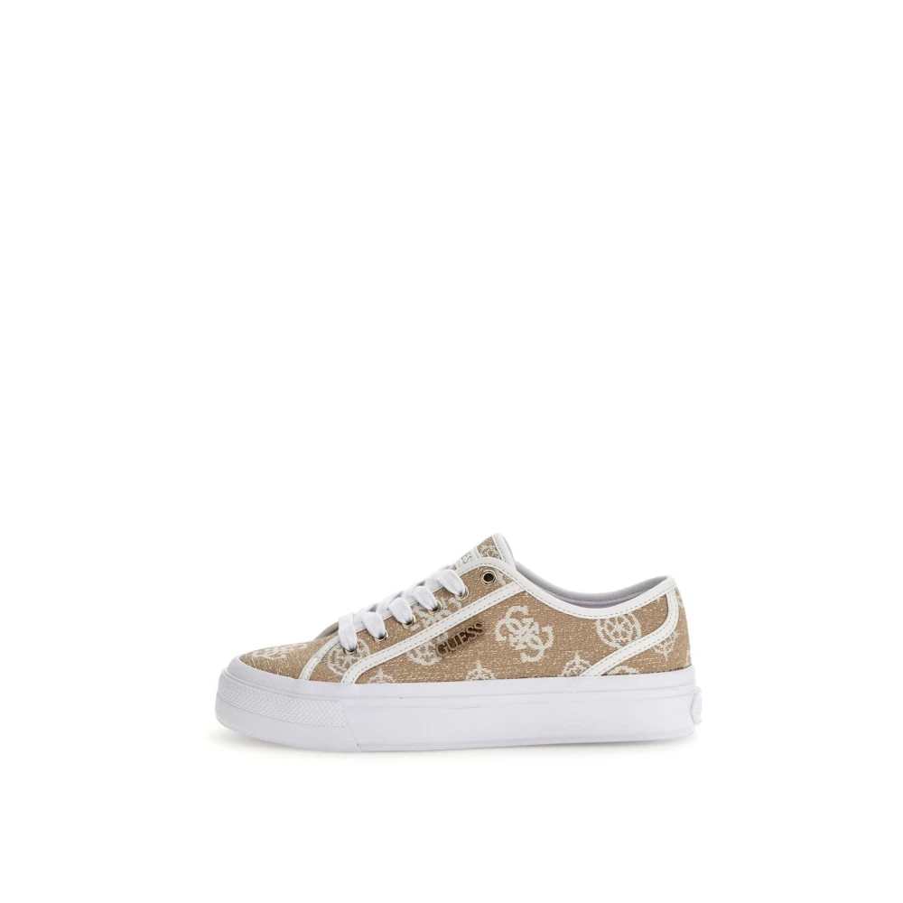 Guess Women's Beige Sneakers, 3 Uk, Platform Logo Print Trainers