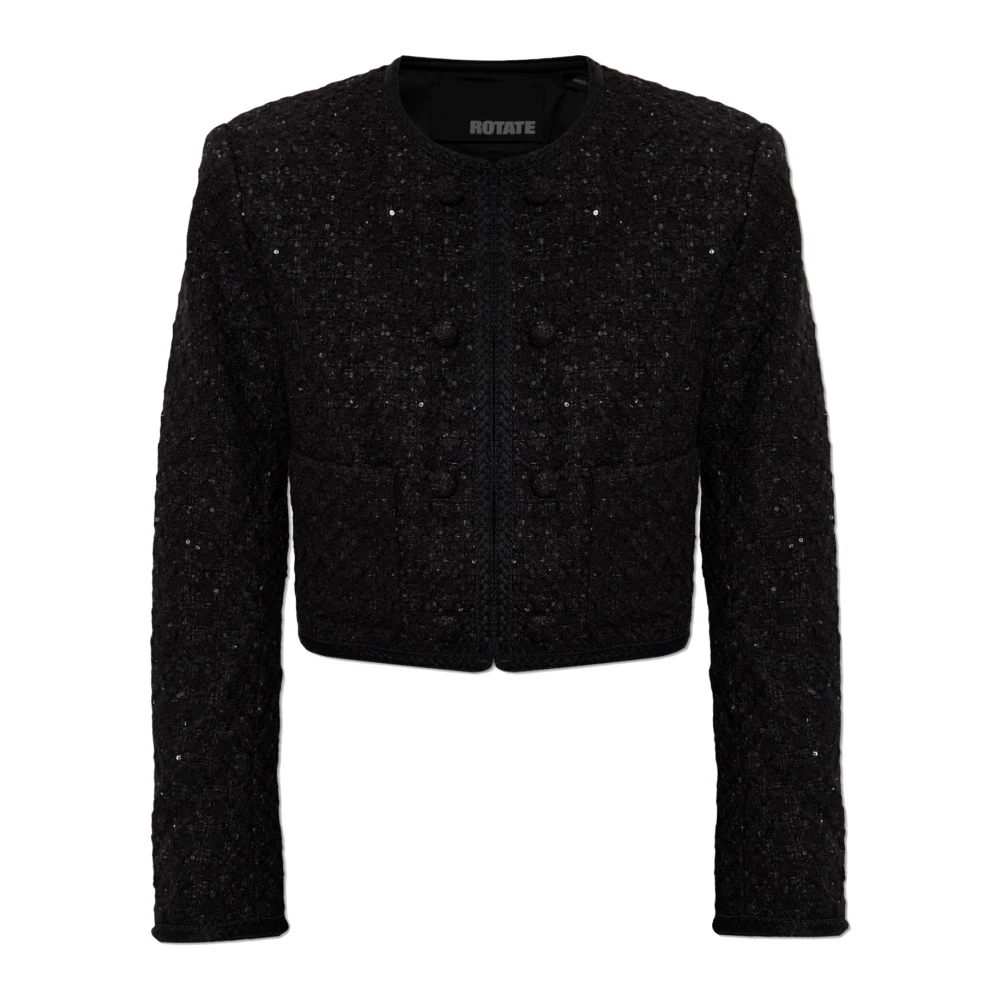 Rotate Birger Christensen Tweed blazer met glinsterende applicaties Black Dames