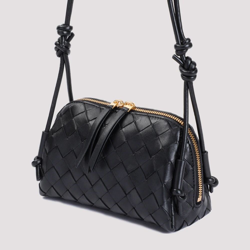 Bottega Veneta Zwarte Leren Concerttas Clutch Black Dames
