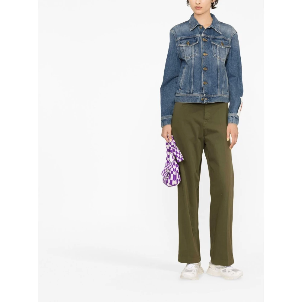 Golden Goose Blauw Denim Jack met Logo Patch Blue Dames
