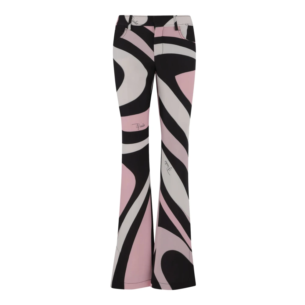 EMILIO PUCCI Marmer Patroon Stretch Nylon Broek Multicolor Dames