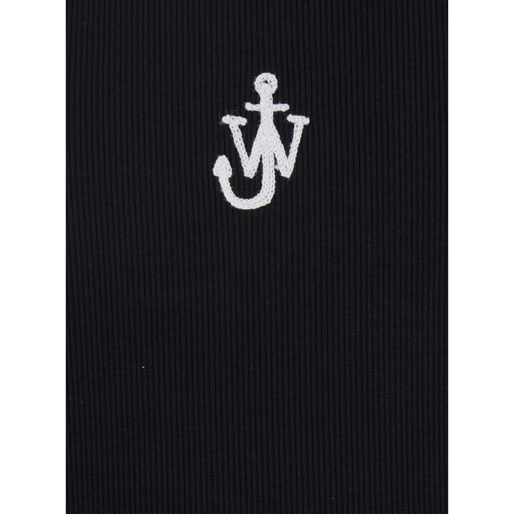 JW Anderson Zwarte Mouwloze Top met Logo Borduursel Black Heren