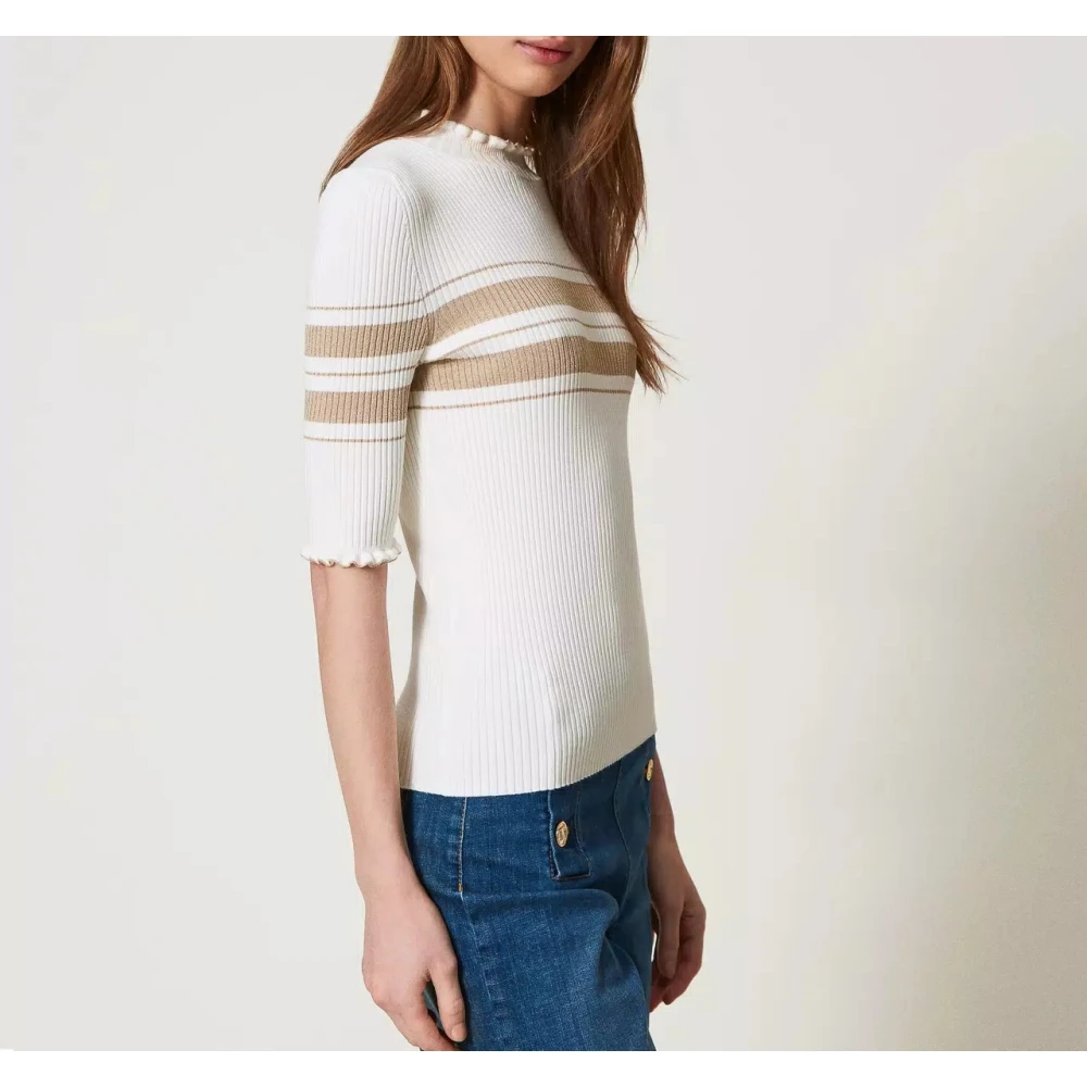 Twinset Geribbelde trui White Dames