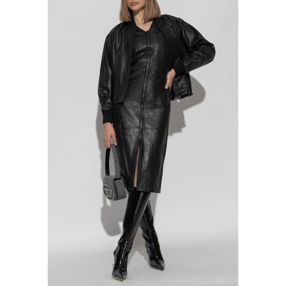 Diesel Leren jurk L-Ola Black Dames