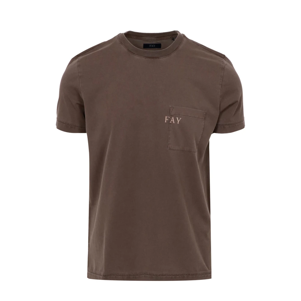 Fay - Tops > T-Shirts - Brown - Fay - Modalova