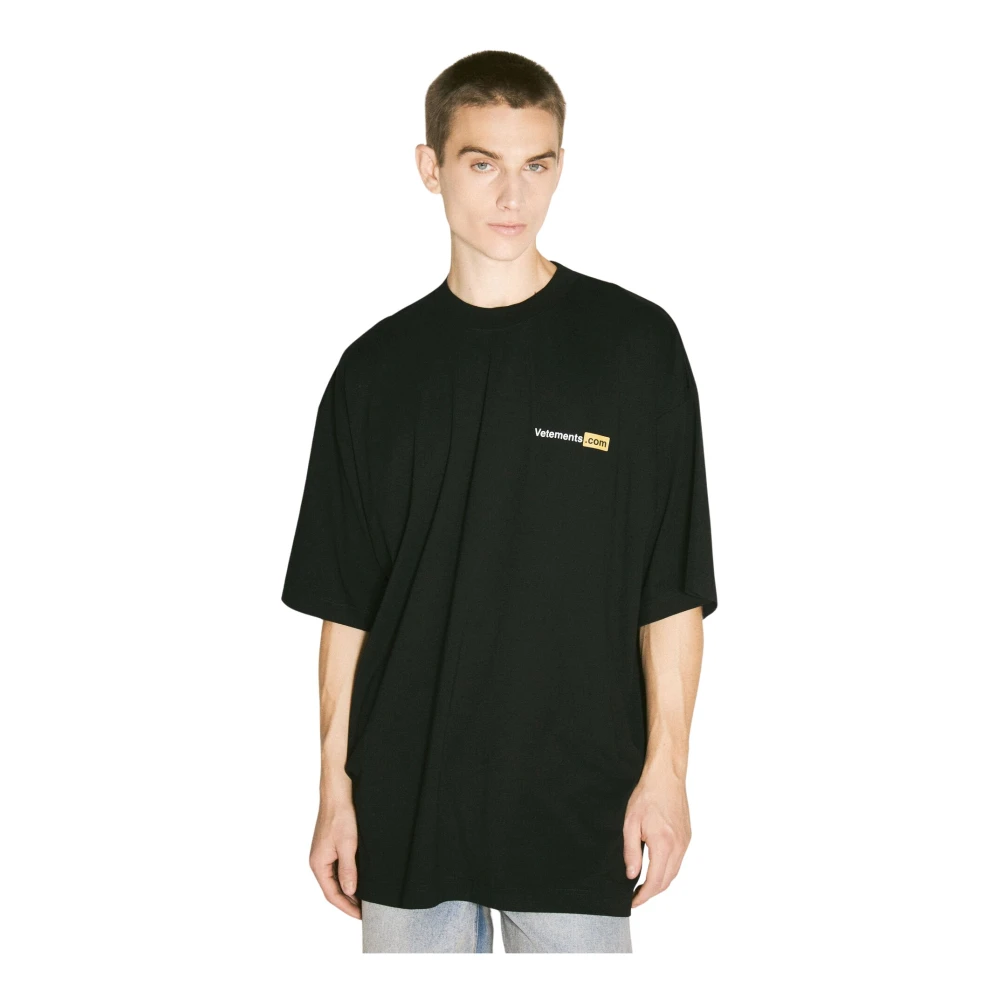 Vetements Logo Bomull T-shirt med Text Print Black, Herr