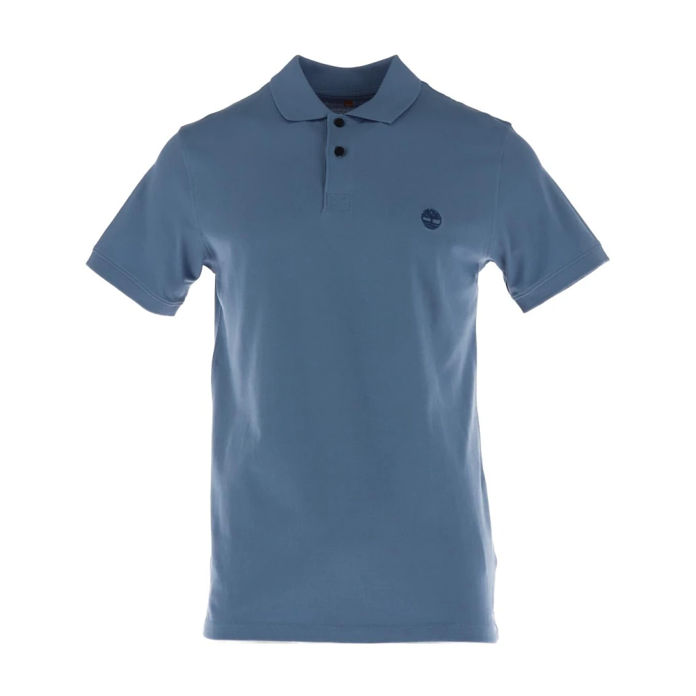 Timberland Men's Blue Polo Shirts, L, Short Sleeve Cotton Blend Polo Shirt