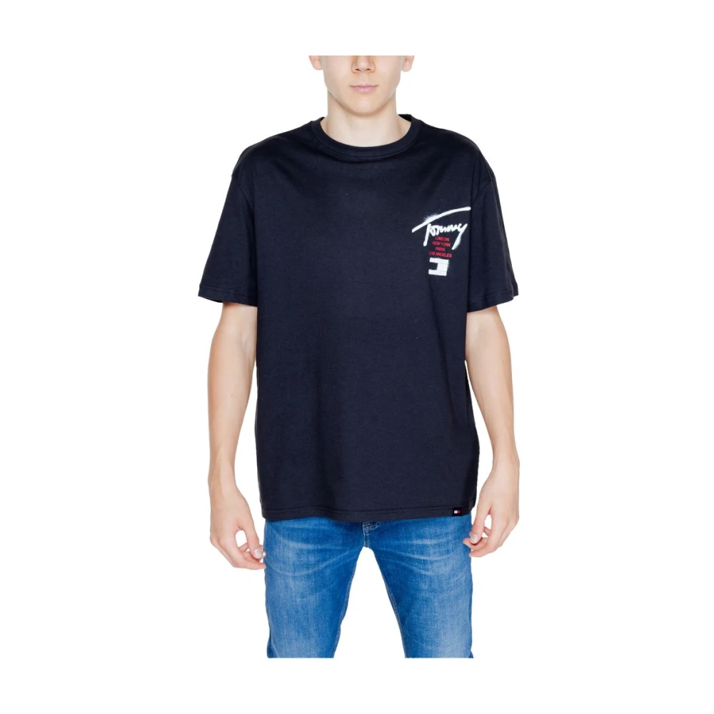 Tommy Jeans Zwart Katoenen Geregenereerd T-shirt Heren Herfst Winter Collectie Black Heren