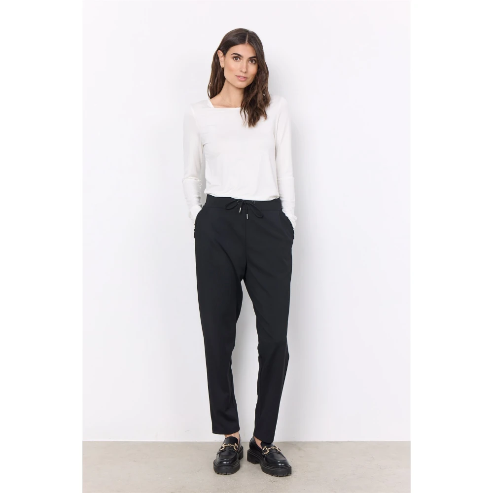 Soyaconcept Comfortabele zwarte broek met elastische taille Black Dames