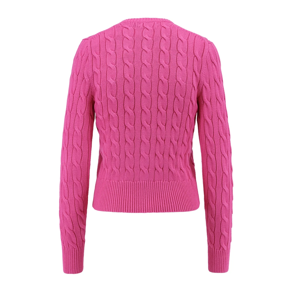 Polo Ralph Lauren Geborduurde Logo Katoenen Vest met Knopen Pink Dames