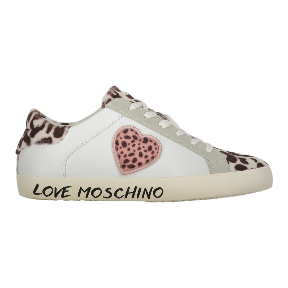 Love Moschino Låga sneakers med mockainsatser White, Dam