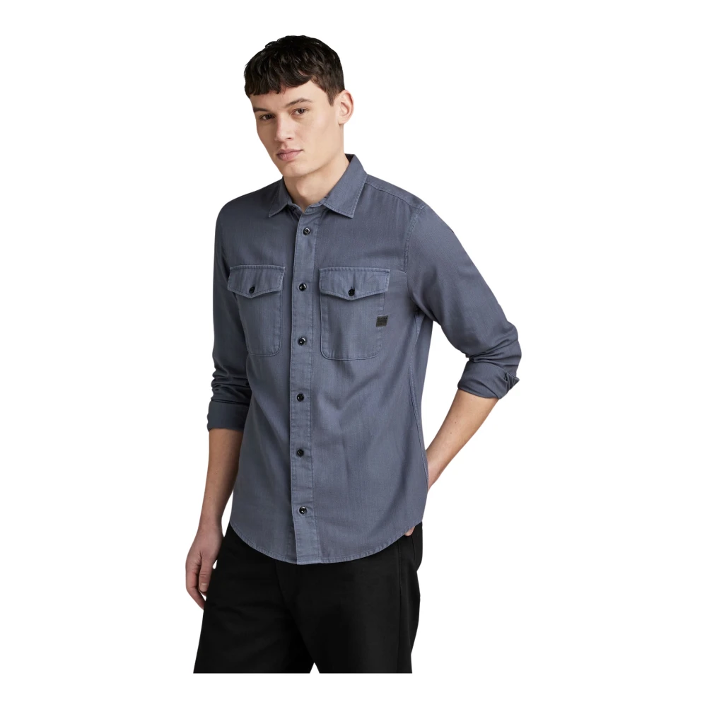 G-Star Slim Fit Overhemd Lange Mouw Blue Heren