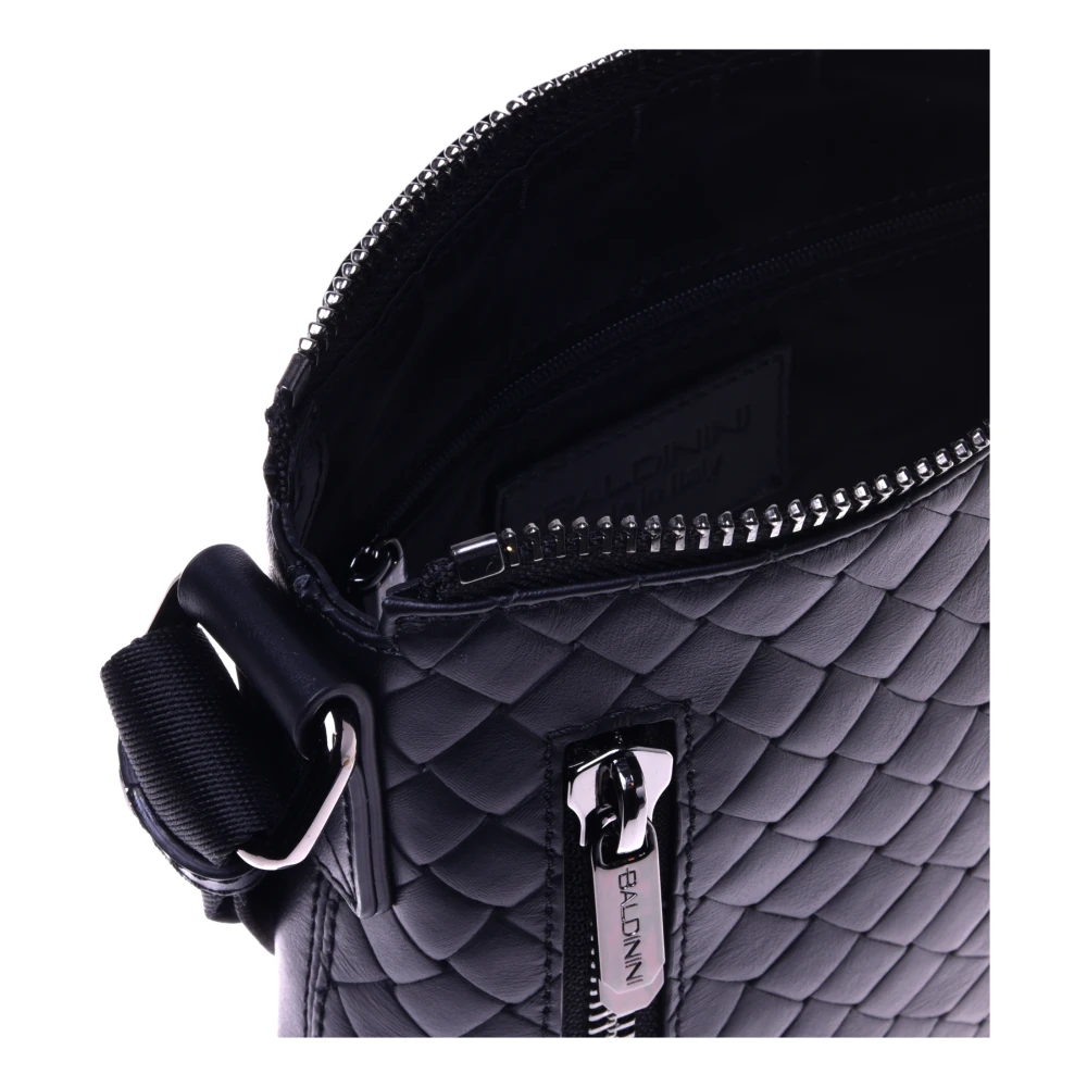 Baldinini Crossbody tas in zwart geweven leer Black Heren