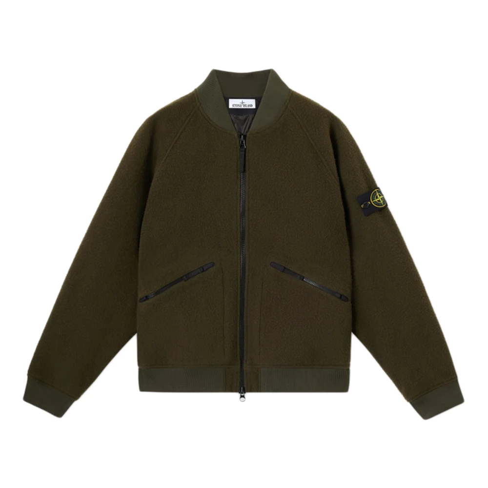 Stone Island Green Bomber Jackets, Male, Xl, Panno Ratinato Bomber