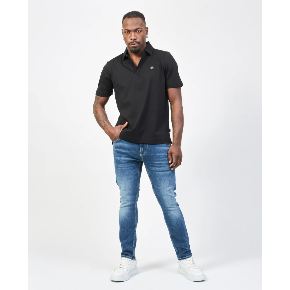 Hugo Boss Zwarte Polo Shirt met Monogram Patch Black Heren