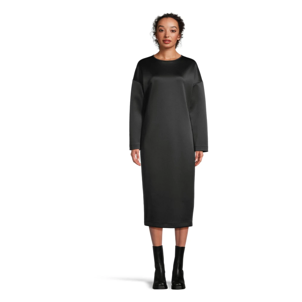 Max Mara Zwarte minimalistische jurk met lange mouwen Black Dames