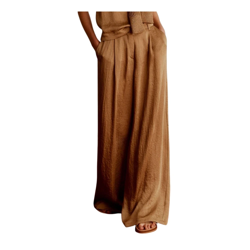 Marella Women's Brown Wide Trousers, 2XS, Wide Trousers