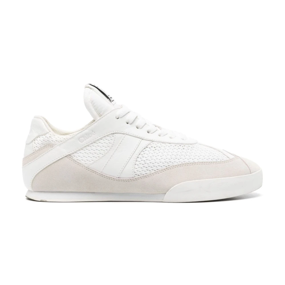 Chloé, Sneakers, female, White, 7 UK, White Beige Trainers Mesh Suede Design