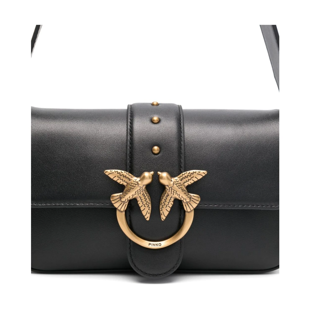 pinko Zwarte en Gouden Schoudertas Black Dames
