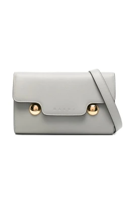 Grå läder crossbody-väska med präglad logotyp