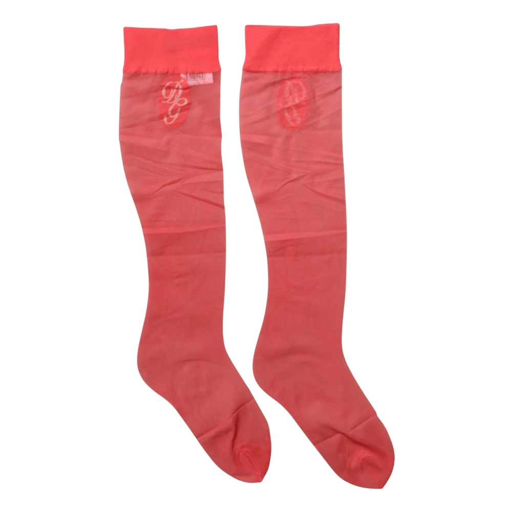Dolce & Gabbana , Belts, Female, Red, M, Nylon Mesh Sheer Calf Socks