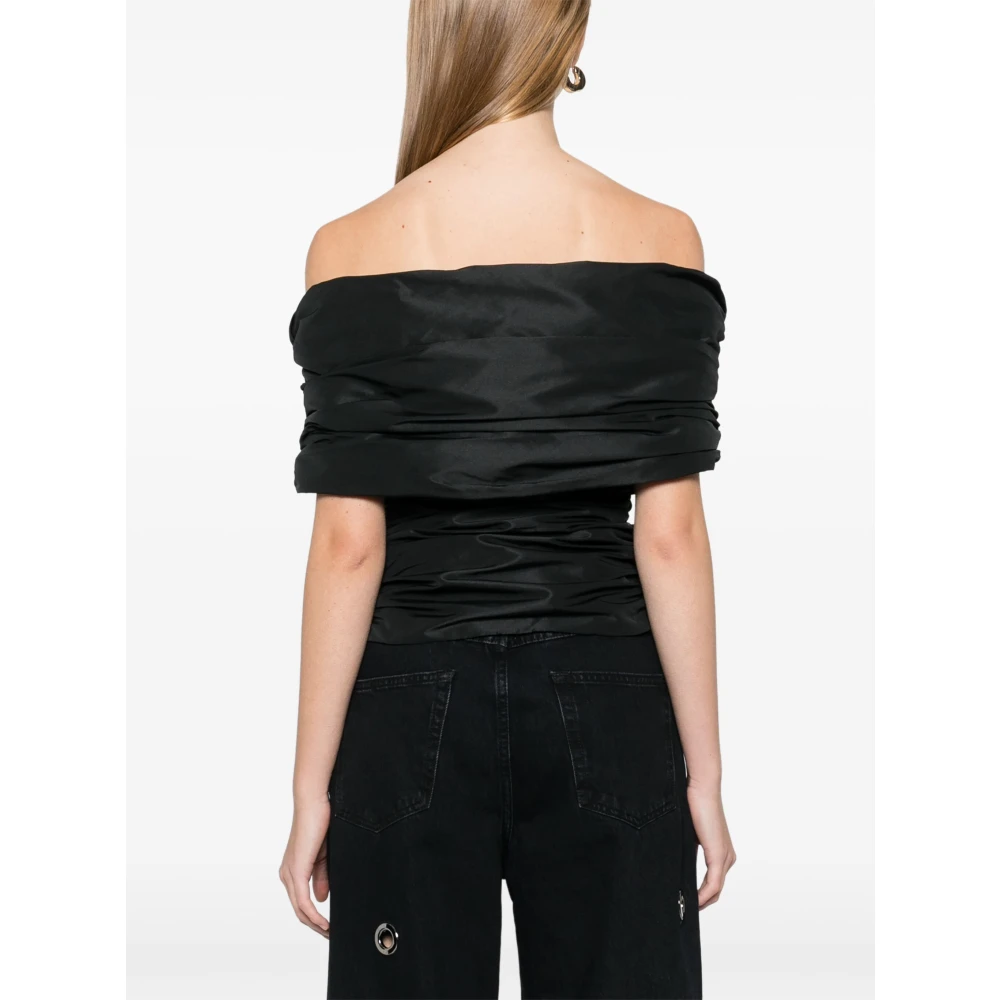 Coperni Zwarte Taffeta Top met Zijrits Black Dames