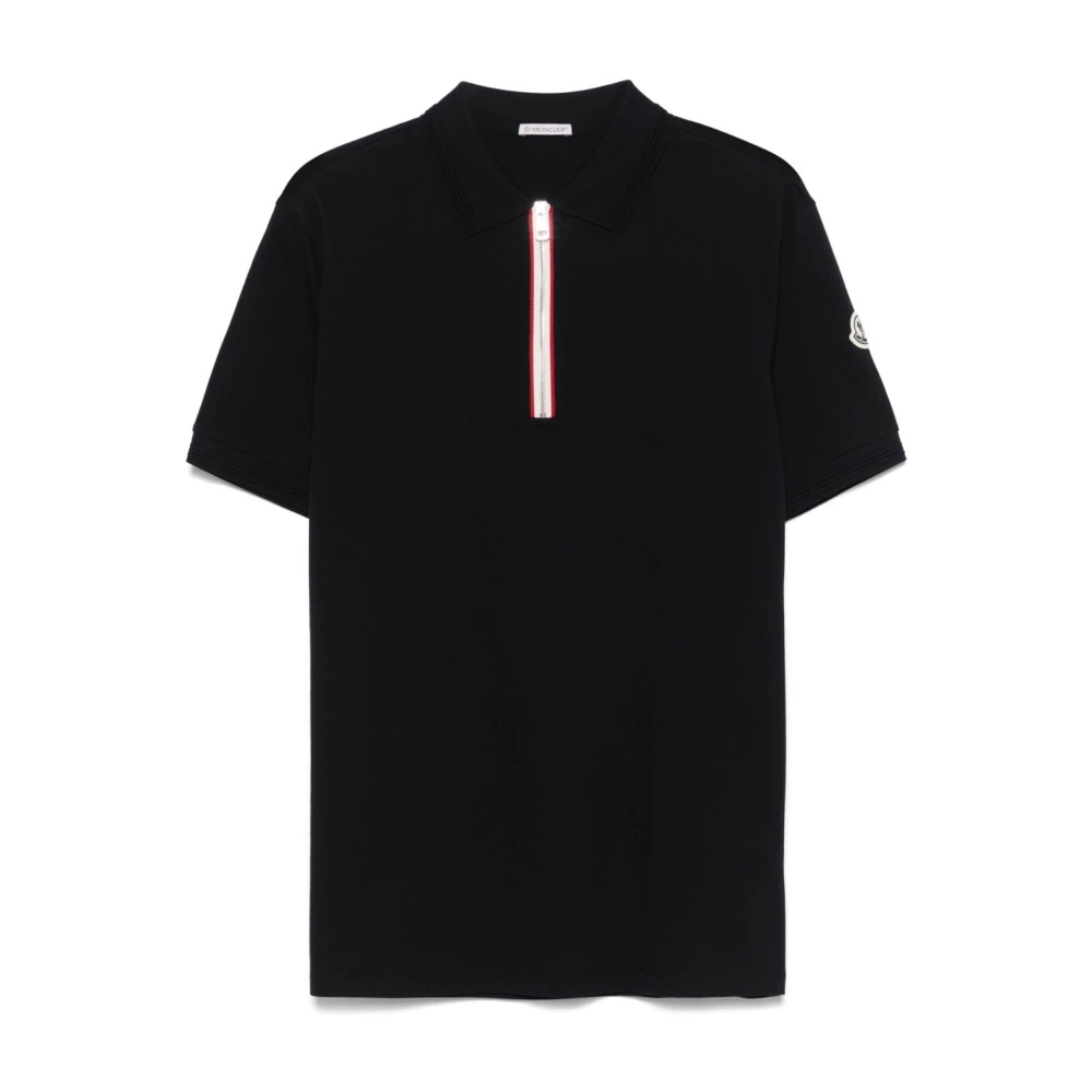 Moncler Blauw Poloshirt met Ritssluiting Blue Heren