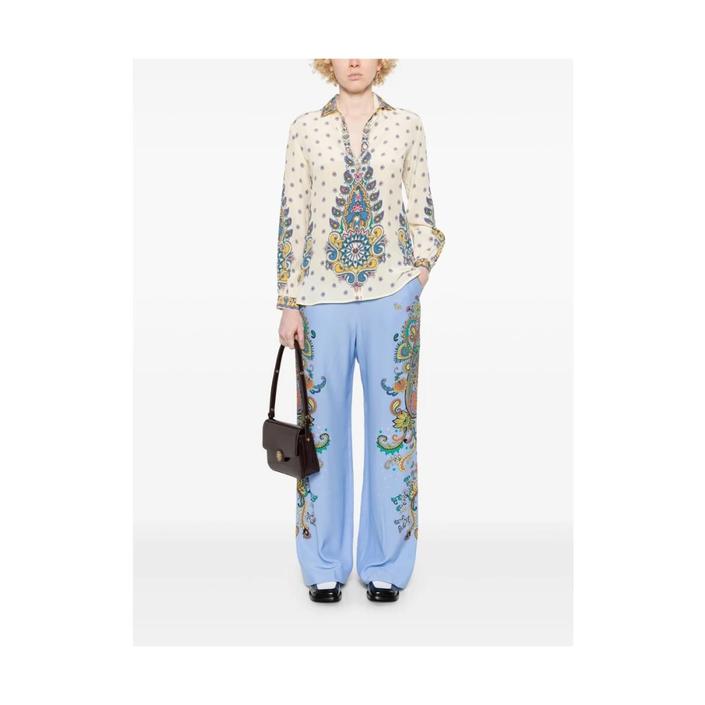 ETRO Hemelsblauwe Paisley Print Elastische Tailleband Blue Dames