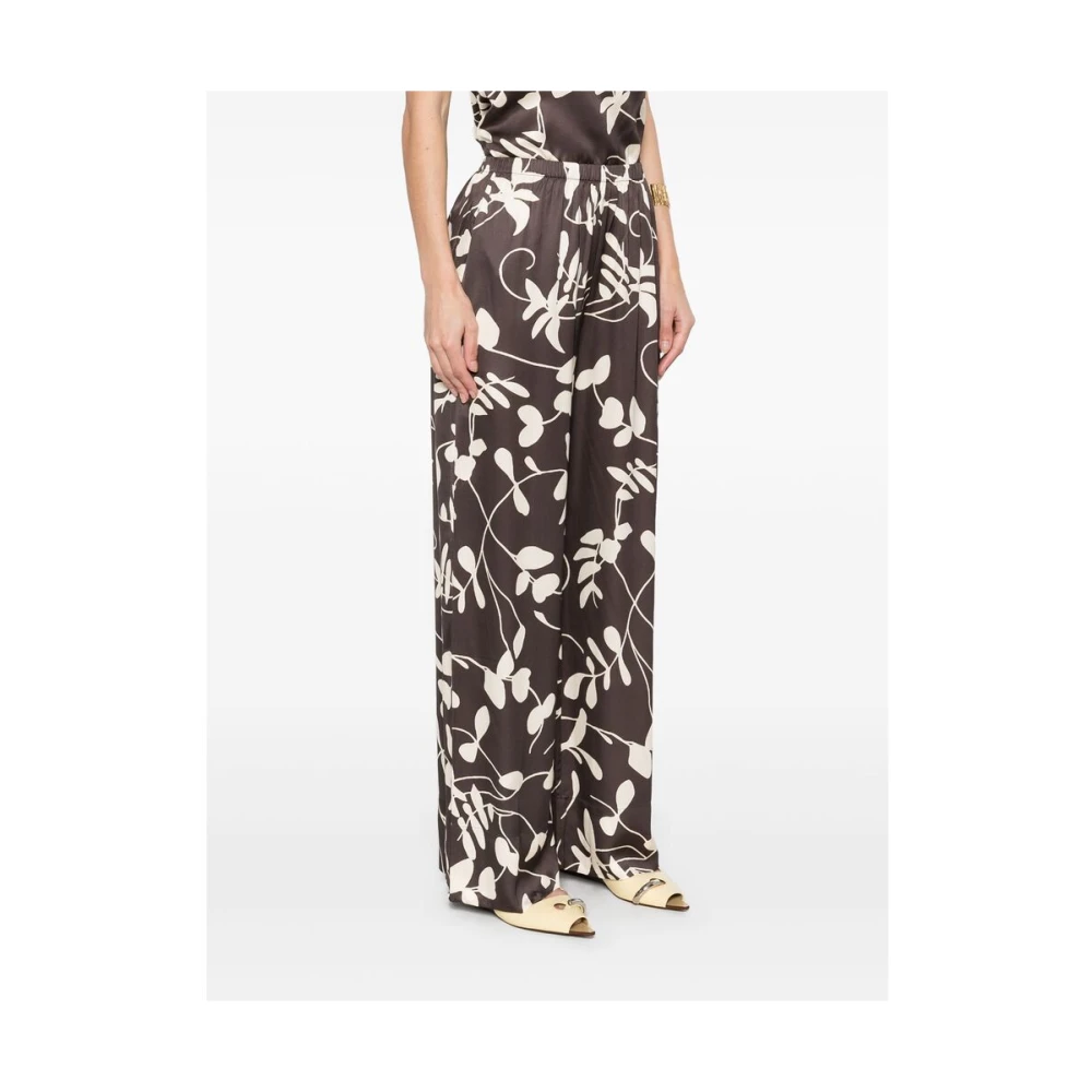 Faithfull the Brand Koffiebruine Bloemenprint Elastische Tailleband Brown Dames