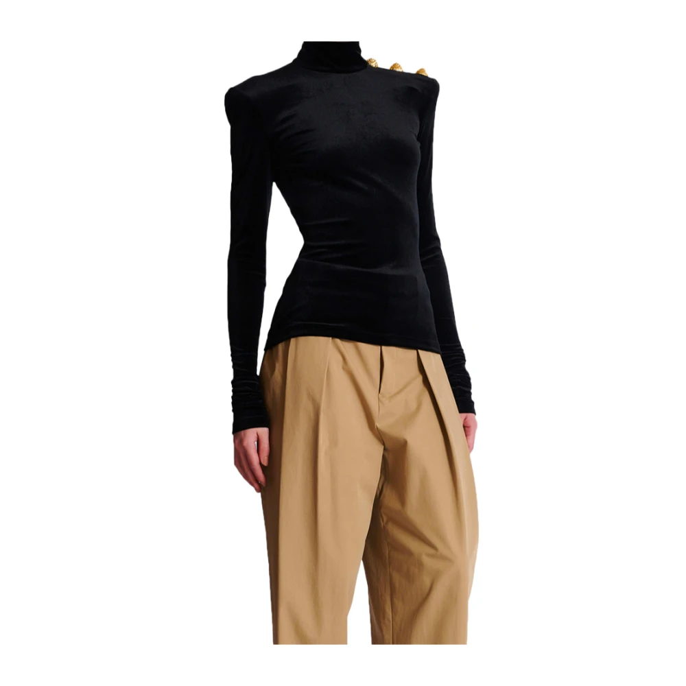 Balmain Zwarte fluwelen coltrui Black Dames
