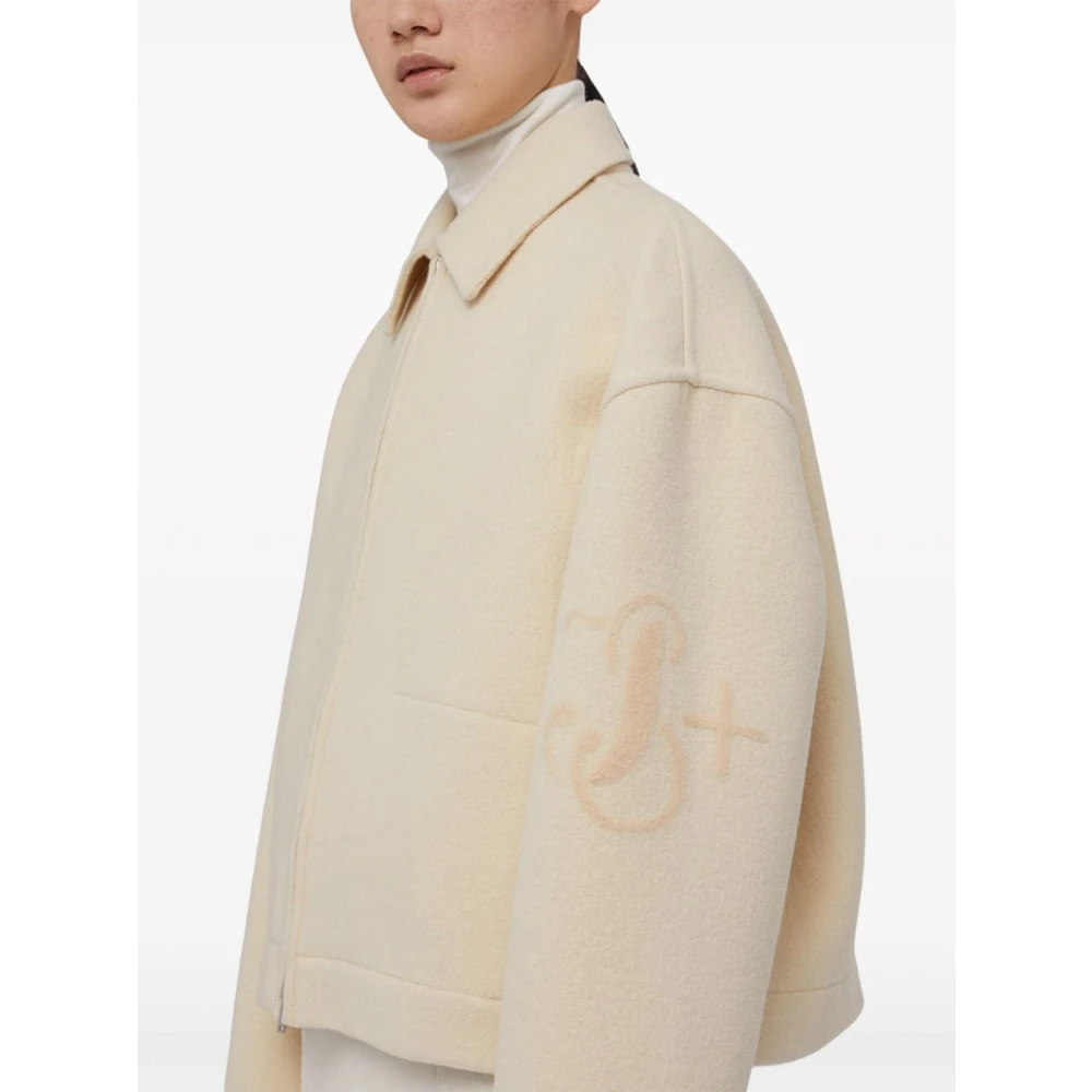 Jil Sander Beige Wol Logo Shirt Rits Zak Beige Dames